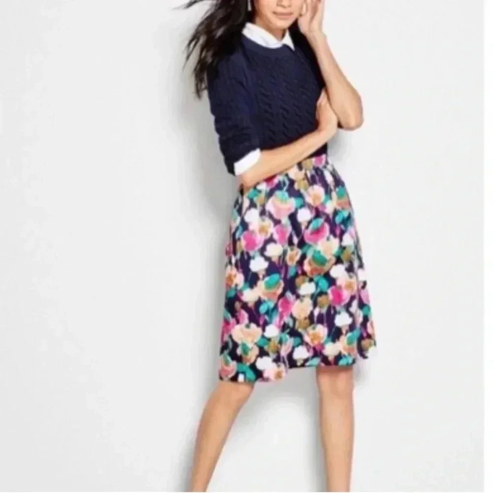 J. Crew | Tulip Floral Print A-Line Gathered Stretch Front Pockets Size Size 2